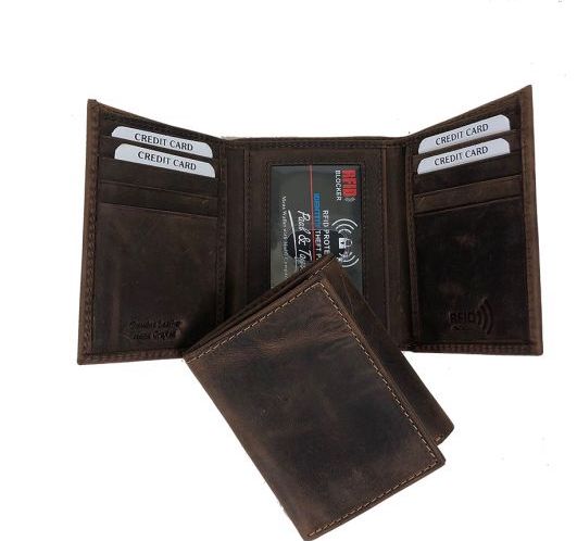 Leather Trifold Wallet, Color: Honey Brown, Type: 51314