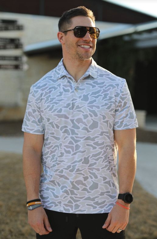 White Camo Perf Polo, Size: Small