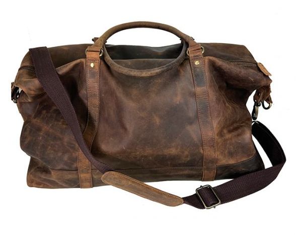 Leather Duffel Bag, Color: Brown
