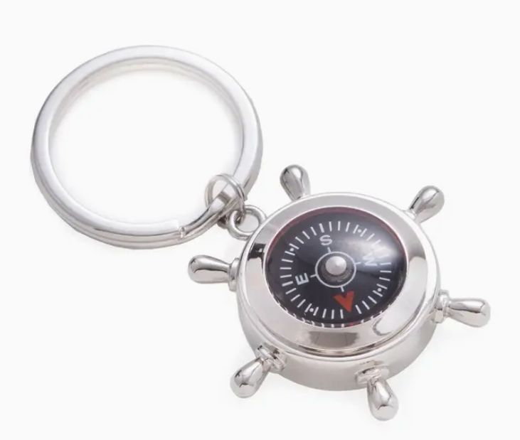Compass &amp; Ships Wheel Keychain