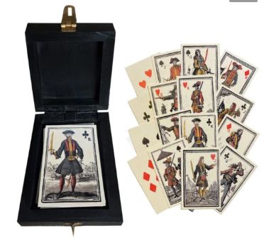 Rose and Skull Wood Box Playing Cards