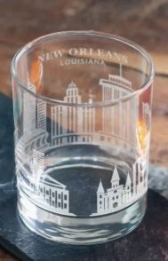 Engraved Old Fashion Glasses, Attribute: NOLA City Skyline