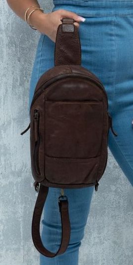 Leather Sling Bag, Attribute: 16458, Color: Brown