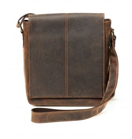 Leather Crossbody Bag -16306, Color: H. Brown