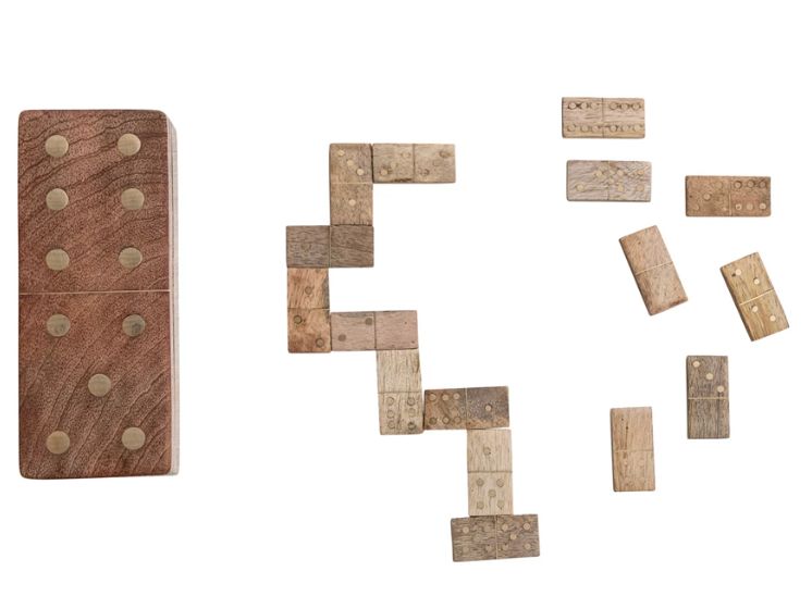 Wood Dominoes in Mango Wood Box