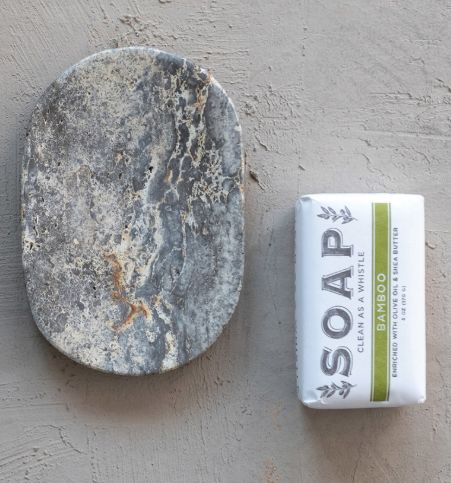 Oval Travertine Soap Dish