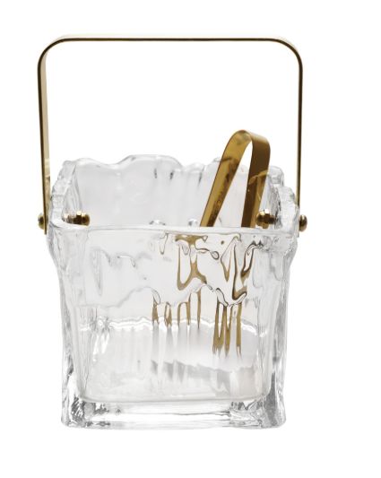 Textured Ice Bucket With Tongs