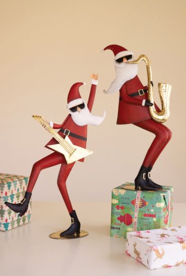 Metal Santa Musicians - Set of 2