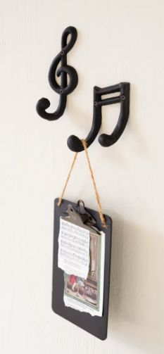 Cast Iron Musical Notes Hooks - Set of 2