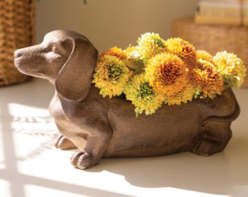 Cement Dachshund Planter