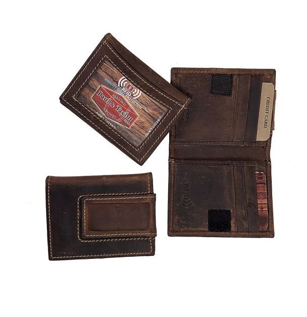 Front Pocket Wallet w/ Clip, Color: Honey Brown