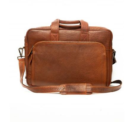 Portfolio Bag Double Zipper, Color: Hunter Brown