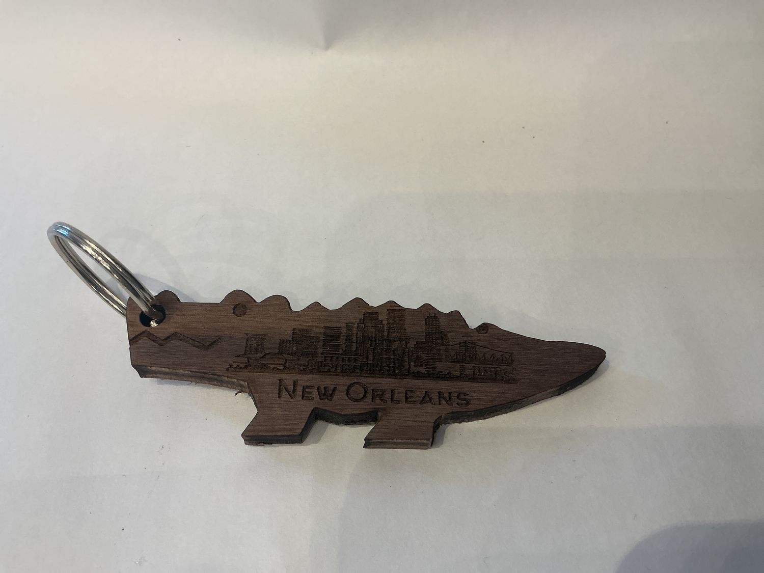 Wood Alligator Keychain