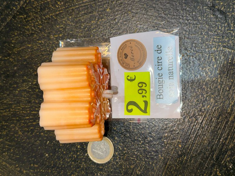 Bougie flocon de neige orange ❄️ 🕯️ cire de soja végétale