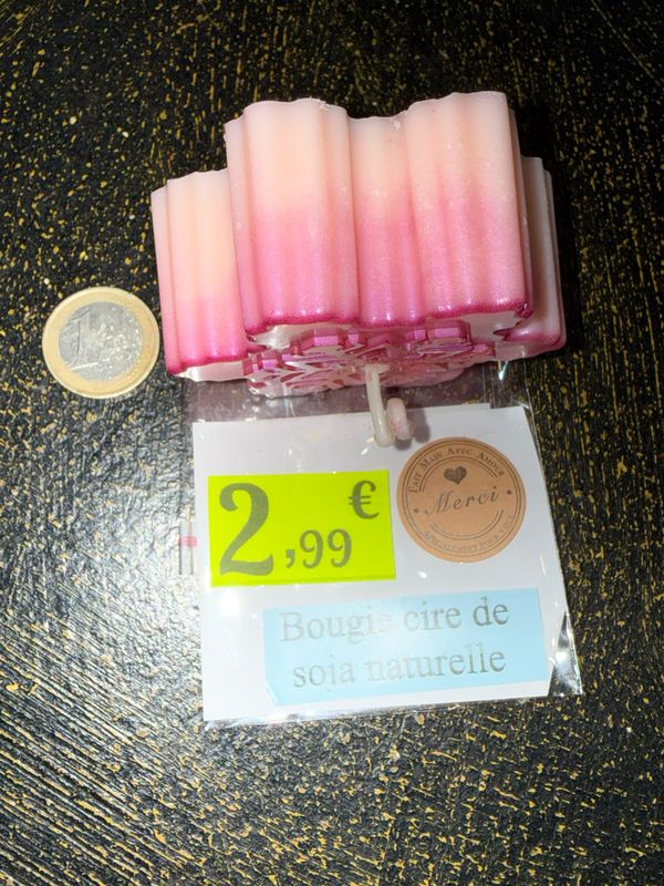 Bougie flocon de neige rose ❄️ 🕯️ cire de soja végétale