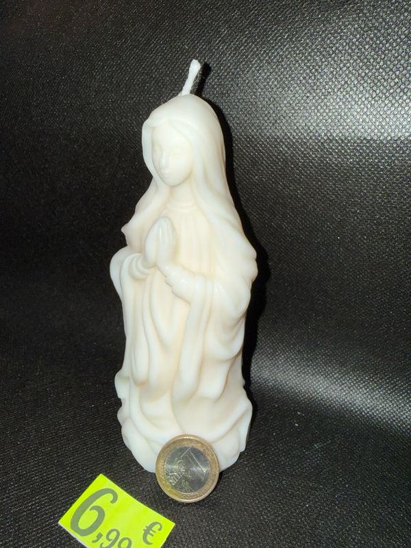 Grande bougie vierge Marie blanche 🕯️ cire de soja végétale