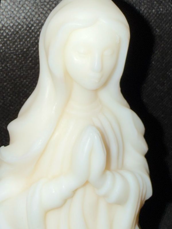 Grande bougie vierge Marie blanche 🕯️ cire de soja végétale