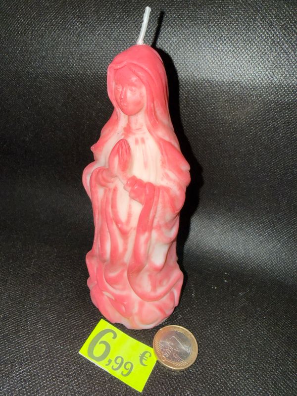 Grande bougie vierge Marie bicolore, 🕯️ cire de soja végétale