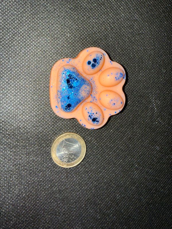 fondant pattes orange pailletée ✨ bleue 🐾 avec paillettes 🕯️ cire de soja végétale