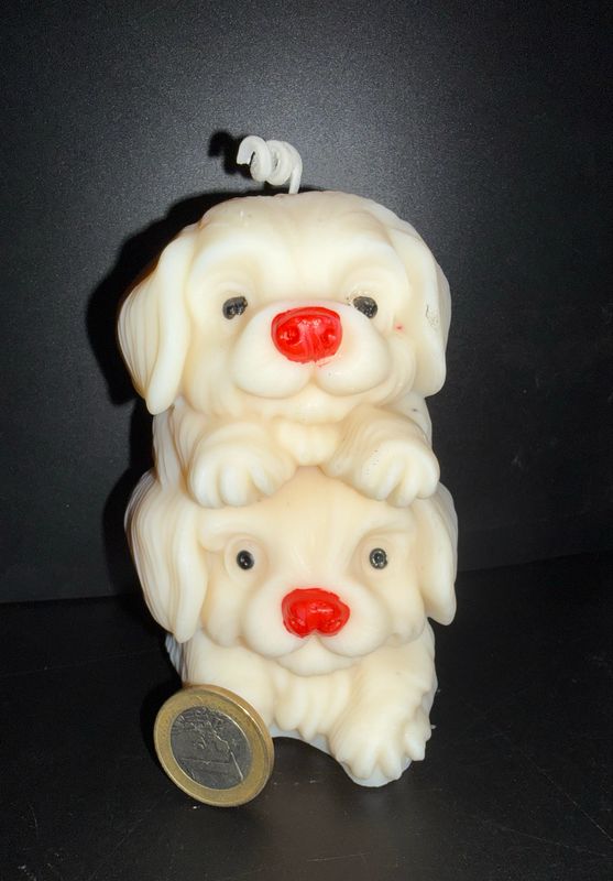 Bougie double chien 🐶 blanc 🕯️ cire de soja végétale