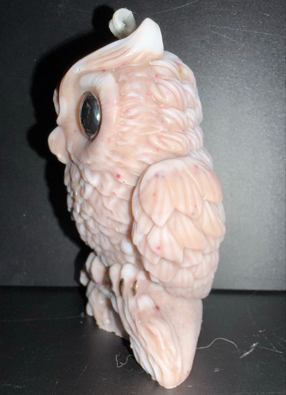 Bougie chouette 🦉 hibou brun yeux noir 🕯️ cire de soja végétale