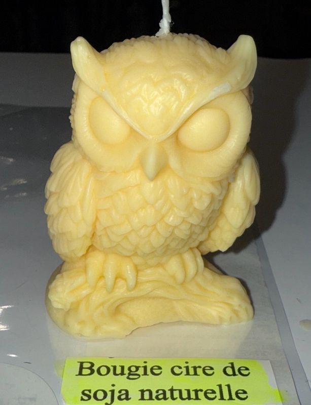 Bougie chouette 🦉 hibou 🦉 🕯️ cire de soja végétale