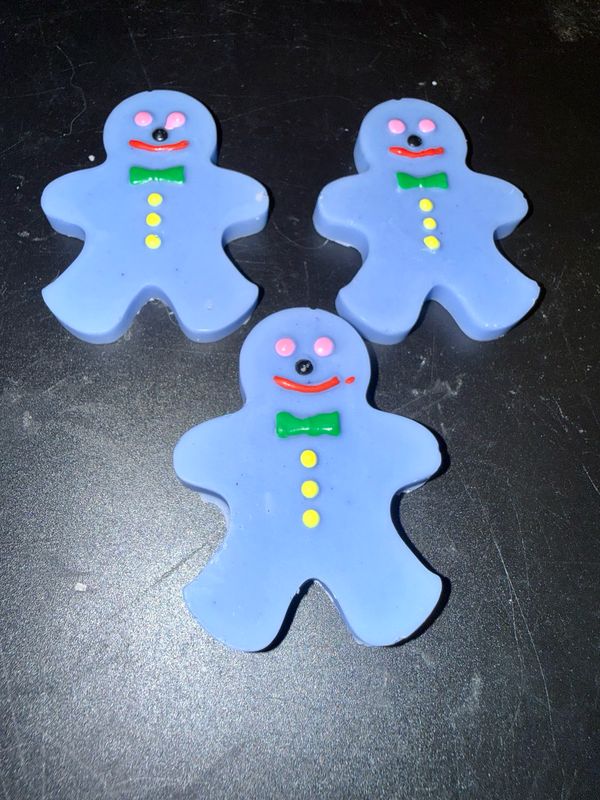 Lot 3 Fondants bonhommes bleu🕯️ cire de soja végétale