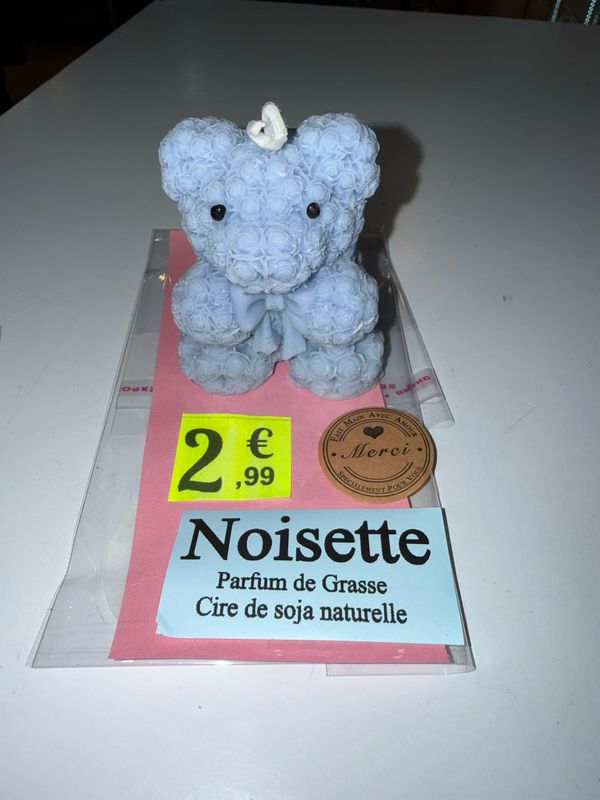 Bougie ourson 🐻 bleu 🕯️ cire de soja végétale