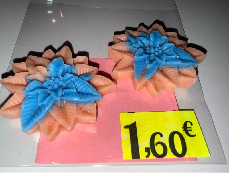 Lot 2 Fondants feuilles roses et bleues 🍁 🌸 🕯️ cire de soja végétale