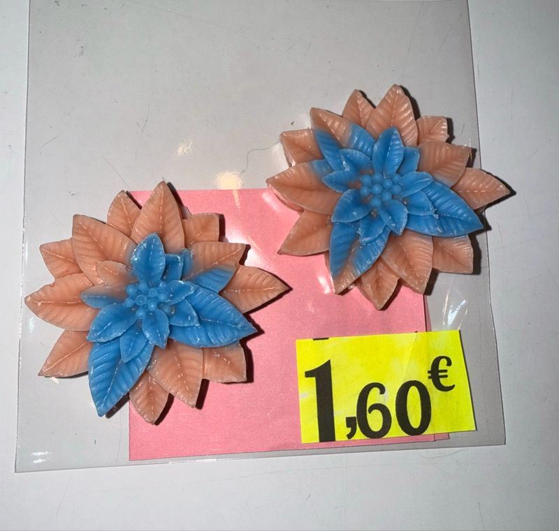 Lot 2 Fondants feuilles roses et bleues 🍁 🌸 🕯️ cire de soja végétale