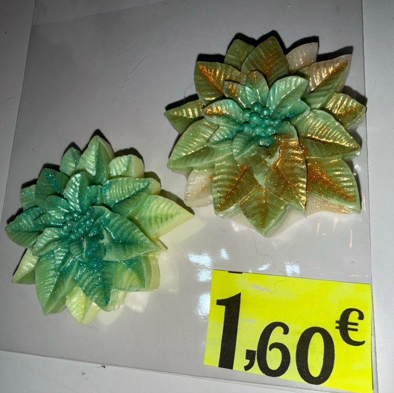 Lot 2 Fondants feuilles vertes et or 🍁 fleurs 🌸 🕯️ cire de soja végétale