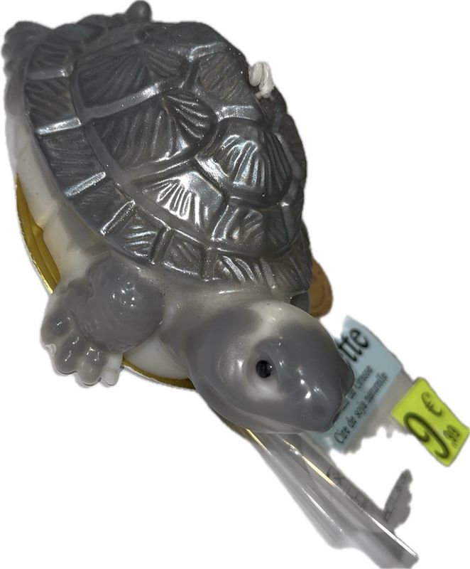 Bougie grosse tortue grise et argent 🐢 🕯️ cire de soja végétale