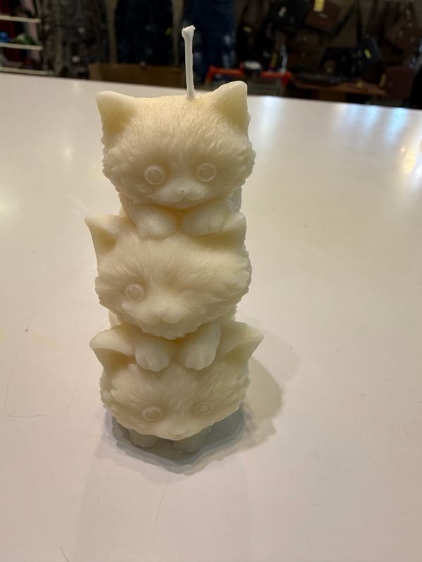 Bougie 🕯️ 3 chats blancs 🐱 cire de soja végétale