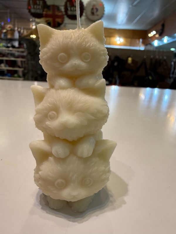 Bougie 🕯️ 3 chats blancs 🐱 cire de soja végétale