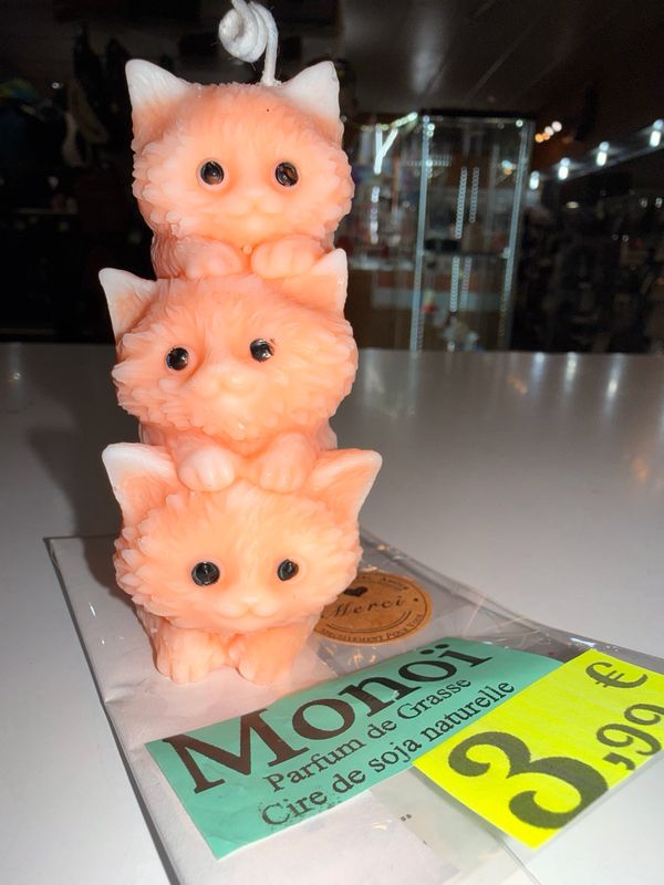 Bougie 🕯️ 3 chats oranges 🐱 cire de soja végétale