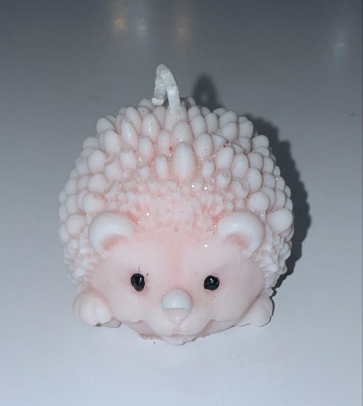 Bougie hérisson niglo rose pale 🦔 cire de soja végétale
