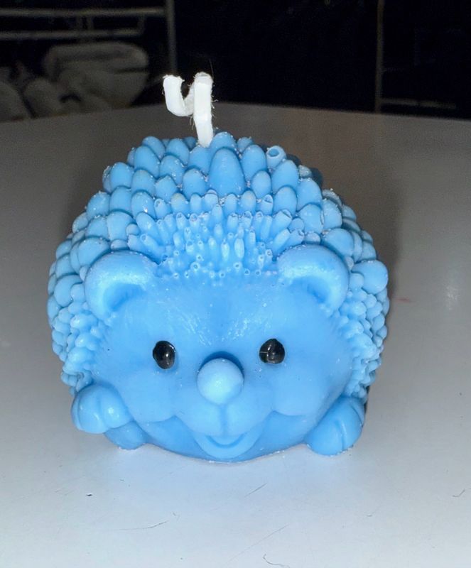 Bougie hérisson niglo bleu 🦔 cire de soja végétale