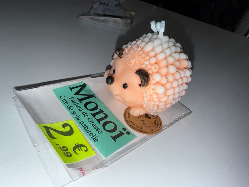 Bougie hérisson niglo 🦔 orange et blanc cire de soja végétale