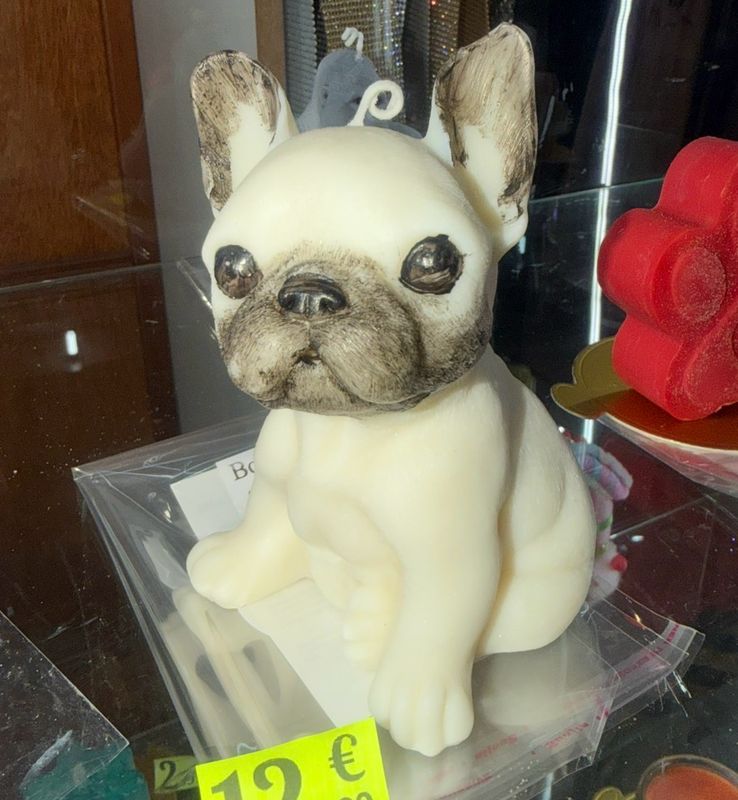 Bougie grand bulldog français 🕯️ cire de soja végétale