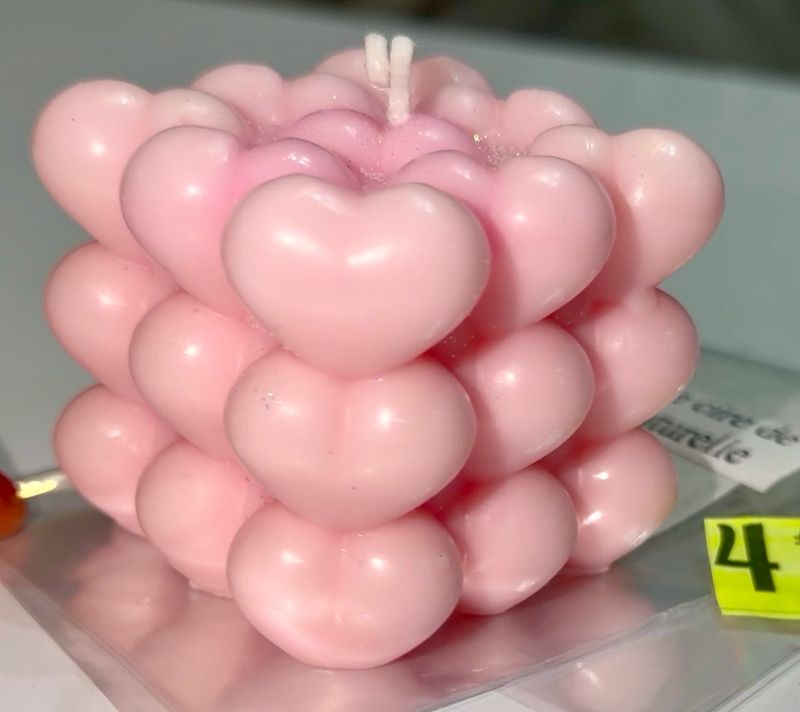Bougie coeur rose claire 💕💕cire de soja végétale