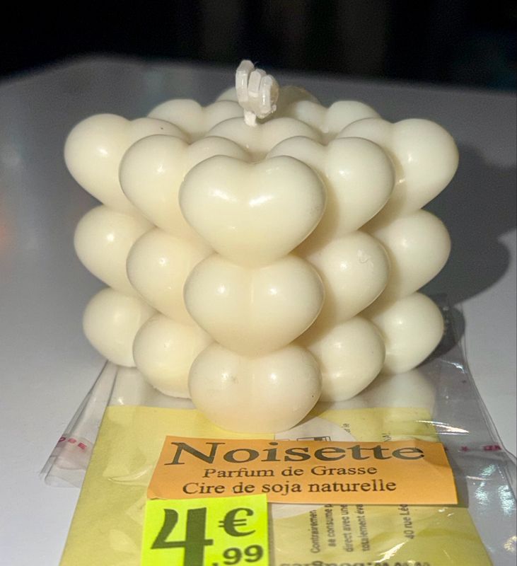 Bougie coeur blanc 🤍 💕💕cire de soja végétale