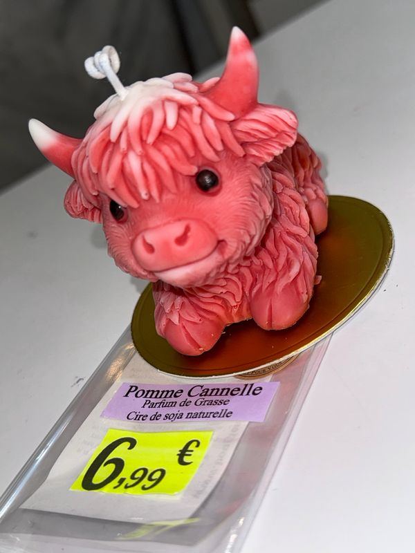 Bougie artisanale vache 🐮 rouge et blanche 🕯️ cire de soja végétale
