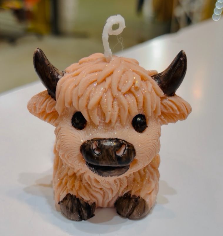 Bougie artisanale vache 🐮 beige et noir 🕯️ cire de soja végétale