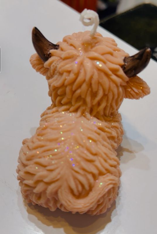 Bougie artisanale vache 🐮 beige et noir 🕯️ cire de soja végétale