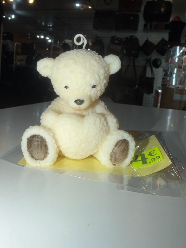 Bougie artisanale ourson 🐻 nounours 🧸 blanc 🕯️ cire de soja végétale