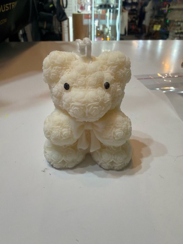 Bougie ourson 🐻 blanc 🕯️ cire de soja végétale