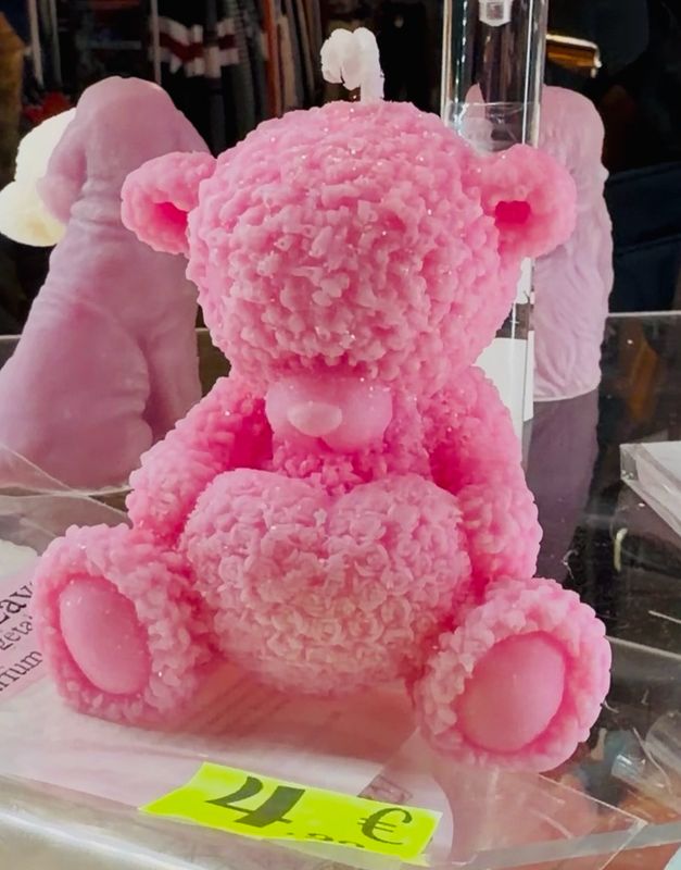 Bougie artisanale ourson 🐻 nounours 🧸 rose 🕯️ cire de soja végétale