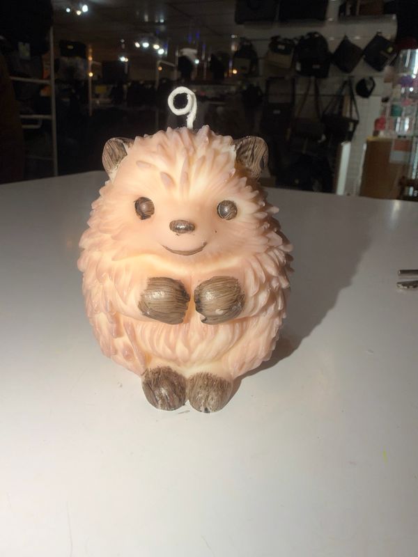 Grosse Bougie hérisson niglo beige brun 🦔 brun cire de soja végétale
