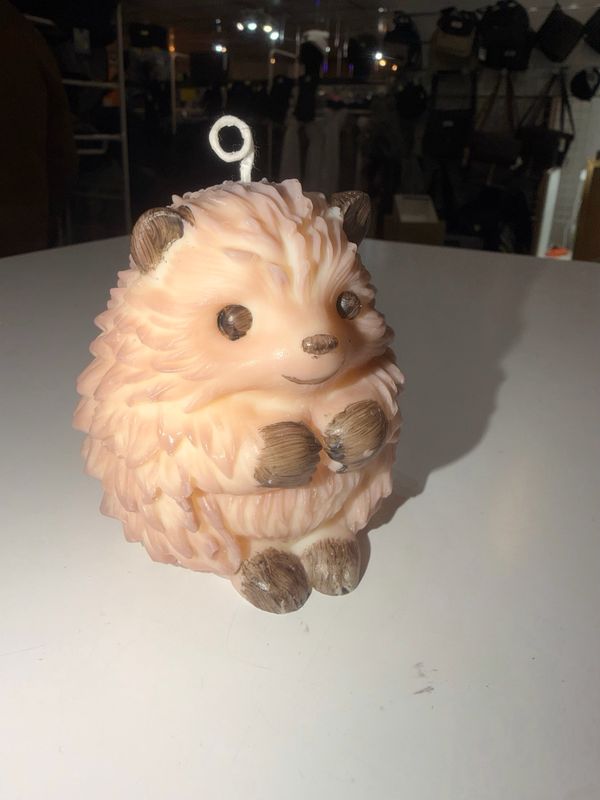 Grosse Bougie hérisson niglo beige brun 🦔 brun cire de soja végétale