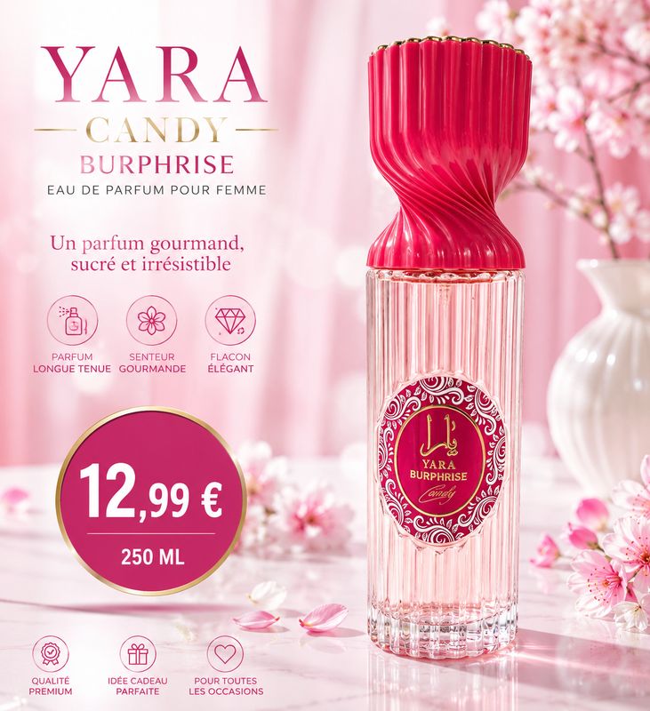 Yara Candy Burphrise 250 ml – brume Eau de Parfum Femme Gourmande